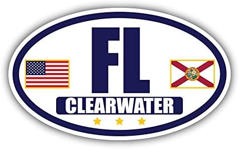דגל פלורידה/דגל אמריקאי סגלגל 3M מדבקות מדבקות פגוש ויניל | חיל הים וזהב קלירווטר, מדבקות ויניל מדבקות